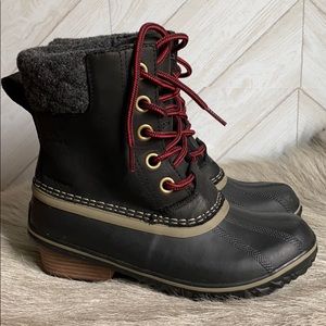 New Sorel Slimpack Short winter boots black red